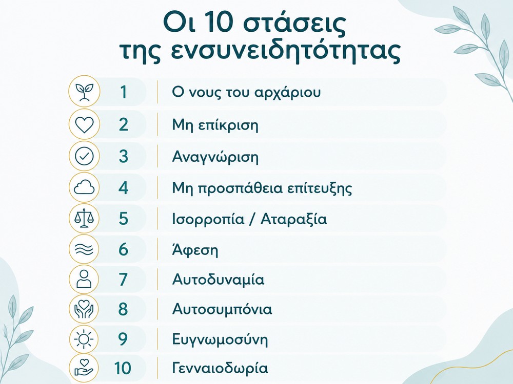 Οι 10 στάσεις της ενσυνειδητότητας